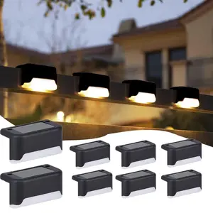 8pcs Solar Step Lights Outdoor Waterproof, Solar LED Bright Deck Lights, Solar Led Lights Outdoor for Garden, Courtyard, Steps, Sidewalks, Rail, Balcony, Easy To Install | White Lights, Christmas Decorations Lights