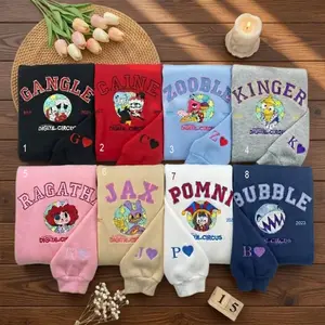 Digital Circus Inspired Embroidered Sweatshirt – Cute Circus Character Gamer Pullover