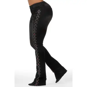 Gria Black Wash Rhinestone Stacked Flare Jean