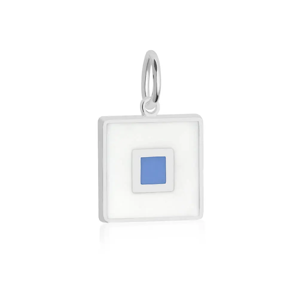 Letter S, Nautical Flag Silver Large Charm