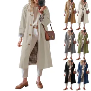 Imily Bela Women's Long Trench Coat Single Breasted Oversized Windproof Overcoat Fashion Outerwear