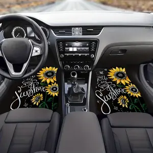 Sunflower Pattern Car Floor Mat, Universal Non-slip Car Floor Mat, All-weather Polyester Vehicle Interior Accessories