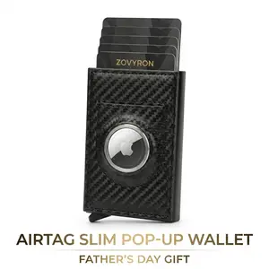 Father's Day gift for dad, carbon fiber AirTag wallet, RFID blocking men's card holder, slim automatic pop-up wallet, AirTag compatible bifold wallet, anti-theft pocket wallet, everyday carry men's purse outdoorfun
