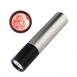 3-LED Rechargeable Flashlight 630nm 660nm 850nm for Knee Shoulder and Facial Skin Spots Red Light Therapy Wand for Pain Relief and Daily Wellness