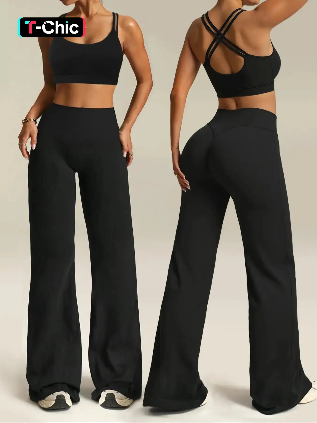 Women's Comfortable Athleisure Sportswear Set, Athleisure Workout Set, Athletic Workout Set, Activewear Fitness Outfit, Sleeveless Tank Top & Straight-Leg Pants Two-Piece Set for Running, Yoga and Outdoor Activities