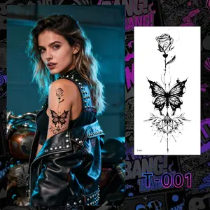 One Butterfly Spine Waterproof Temporary Tattoo, Lasting 1-2 Weeks, Semi-Permanent Tattoo Color, Realistic Fake Tattoo