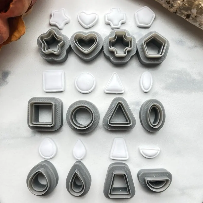 Basic Shapes Stud Clay Cutter Set – Geometric Polymer Clay Earring Tools - Bracelet or Necklace Charm Cutters