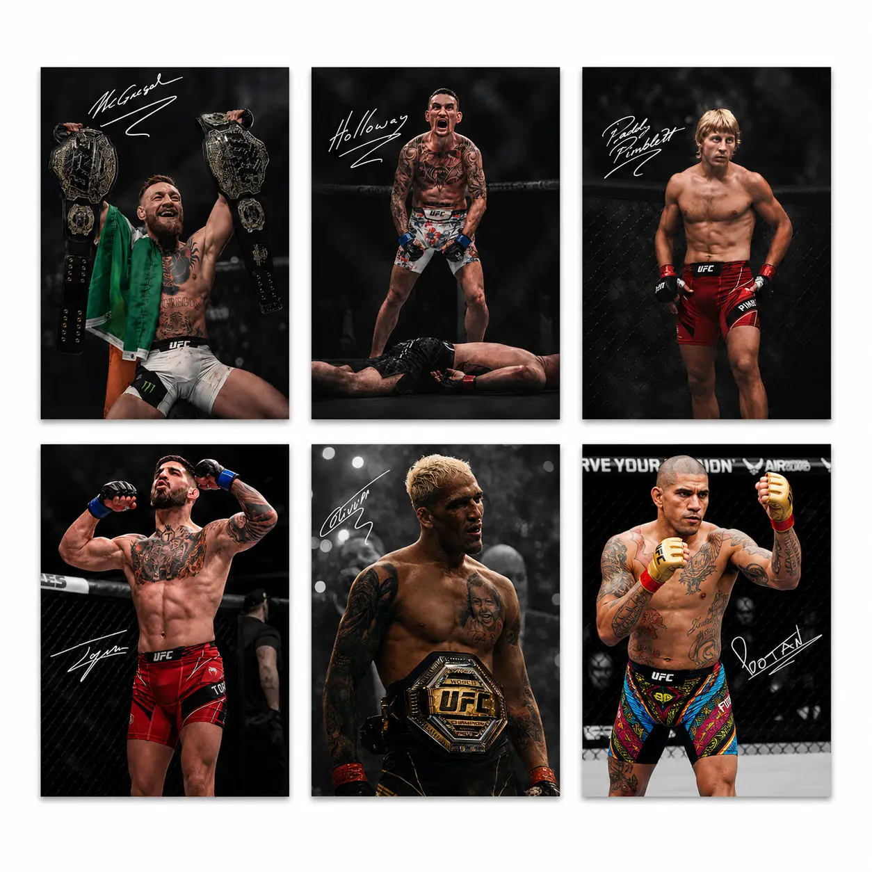 9 Designs UFC & Combat Sports Fighter Canvas Wall Art, Conor McGregor, Max Holloway, Paddy Pimblett, Ilia Topuria, Charles Oliveira, Alex Pereira, Benoit Saint-Denis, Islam Makhachev & Mike Tyson Posters for Bedroom, Living Room, Game Room, Dorm, Office,