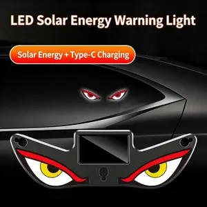 Solar Devil Eye Car Warning Light, Type-C Dual Charging, Photoelectric Vibration Sensor, Multi-Mode Dynamic LED, Magnetic Design, Night Safety, Car Interior Decoration, LED Lights, Car Decorations