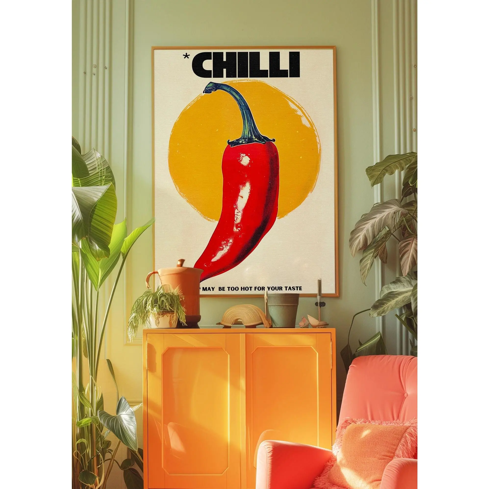 [NO FRAME] Chilli Pepper Poster 70s Retro Kitchen Wall Art (Digital Download)