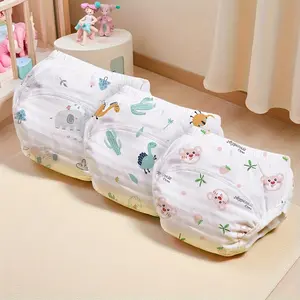 3pcs Baby Training Pants, Soft Elastic Cloth Diapers, Cute Plant & Animal Patterns, All-Season Comfort, Multi-Color Washable Set
