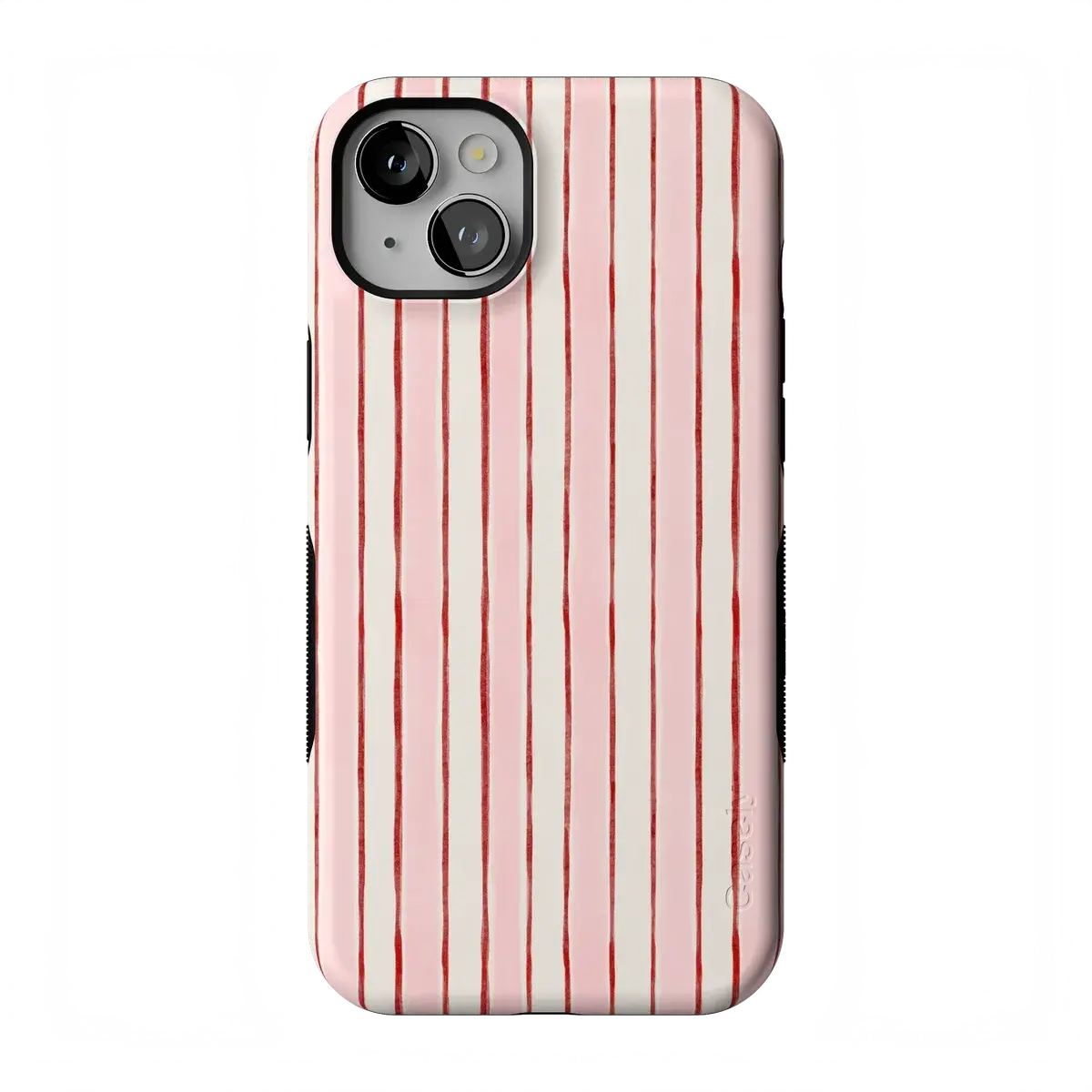 Casely iPhone 13 Mini Case | Pretty in Pastel | Blush Stripes | Bold Protective Design | Compatible with MagSafe