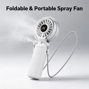 Foldable & Portable Spray Fan,Handheld Mist Cooling Fan with 100 Adjustable Speeds | Digital Battery Display & Anti-Mistouch Switch | Ideal for Makeup, Workouts, Travel & Hot Weather