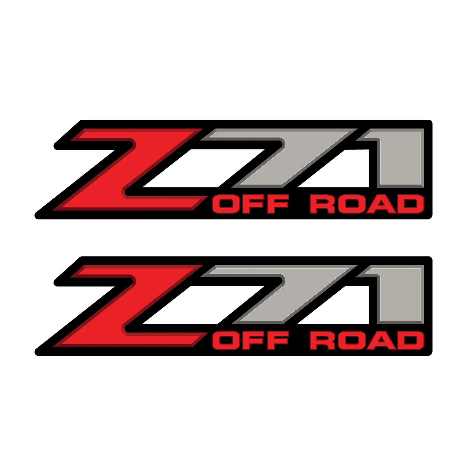 Z71 Offroad Truck Decals Bedside Stickers / Red Grey