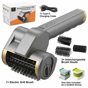 Electric Grill Brush | No Bristle Automatic Rotating | Wireless Rechargeable with LED Light | Stainless Steel Roller | Backyard BBQ Camping | Grill Cleaning Tool for BBQ Lovers tiktokshopspringglowup BBQ grill brush