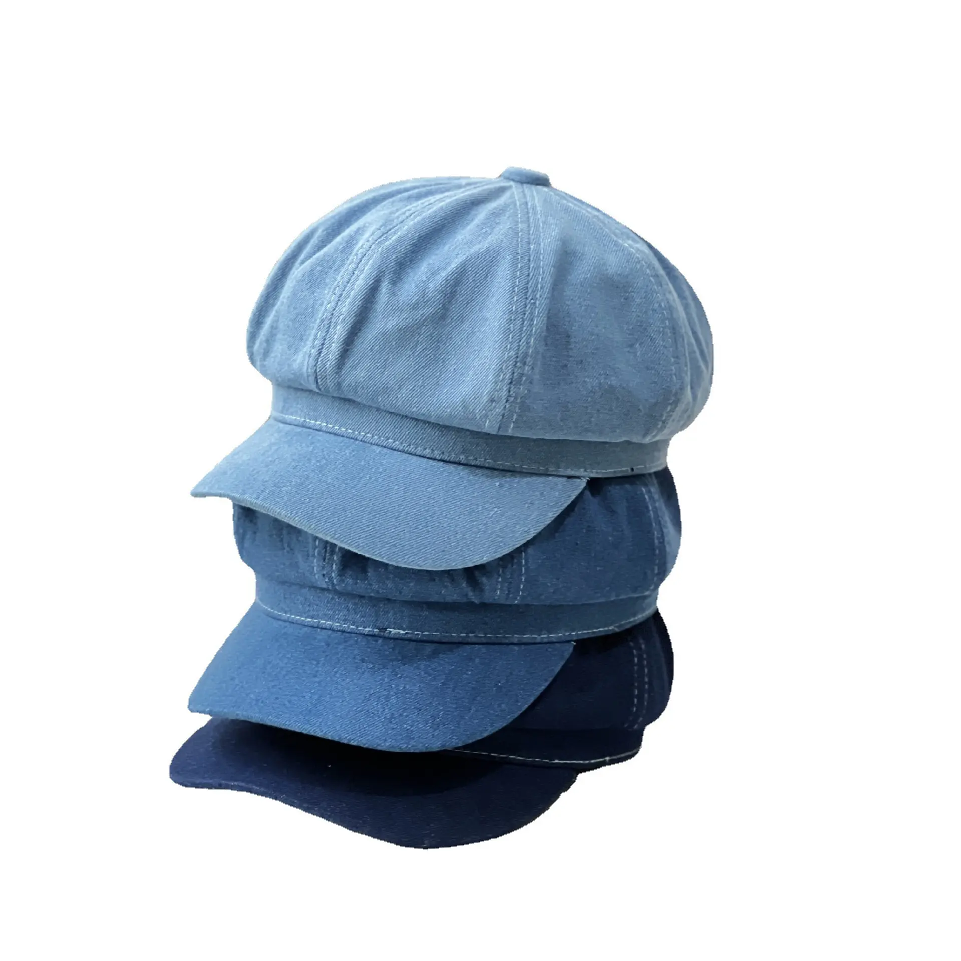 2026 New Arrival Women's Retro Casual Denim Octagonal Hat - Women Fashion Casual Trendy Beret, Sports & Outdoor Accessory for Spring/Autumn, Summer Use, Casual Trendy Hat