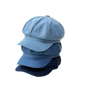 2026 New Arrival: Women's Retro Casual Denim Octagonal Cap — Versatile Korean-Style Fashion Beret (Spring/Autumn) & Baseball Cap (Summer)