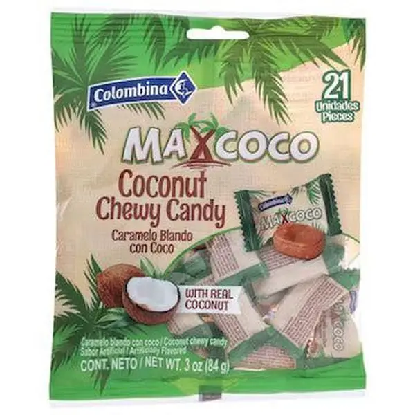 Colombina Maxcoco Coconut Chewy Candy 3 oz (84g) – Soft Coconut-Flavored Chewy Candy – Imported from Colombia