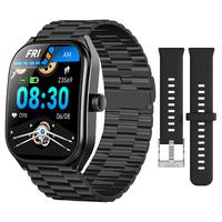 Black: 2 Straps (Steel + Silicon) 