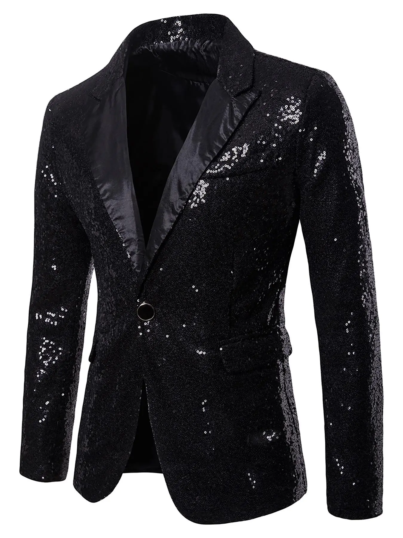 Men's Glitter Contrast Sequins Button Blazer, Slim Fit Long Sleeve Suit Jacket for Party, Formal Occasions, Men's Clothing for All Seasons, Blazer Coats, Menswear