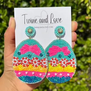 Easter Egg Beaded Earrings