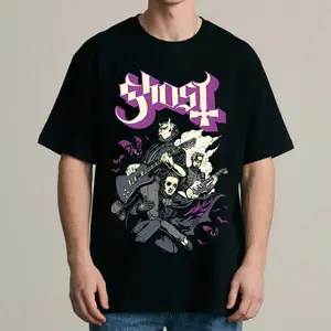 Men's Printed T-shirt [Ghost Band] - Soft and Breathable Knitted Fabric, Regular Style, Casual Style, Unique Design: Vibrant Colors Bring Dual Visual and Auditory Experience! Very suitable for wearing at concerts!