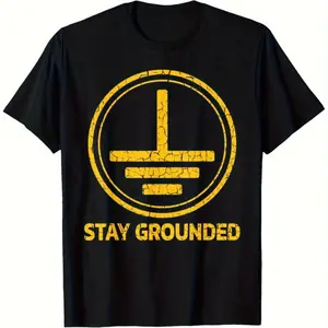 Stay Ground Grounded Electrical Engineering Technician T-Shirt Funny Electric Circuit Graphic Tee Knit Fabric for Technicians