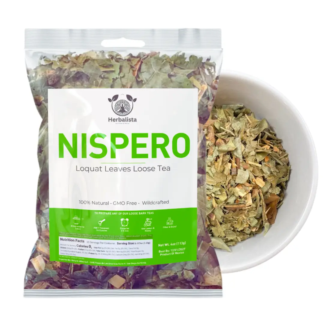 Herbalista - Nispero Herbal Tea - Loquat Leaf | Wildcrafted Loose Leaf Herbal Tea | Natural Mexican Herb for 30+ Cups | Premium Quality Wild Harvested