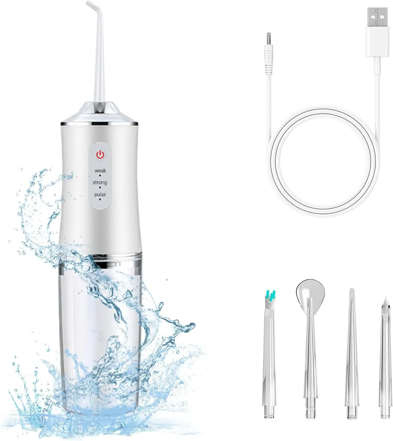 Electric Water Flosser Cordless for Teeth 3 Modes 4 Jet Tips Cleaning and Flossing Water Dental Portable Floss Irrigator Oral Water Flossed Rechargeable Tonsil Stone Travel Adults Birthday Gift
