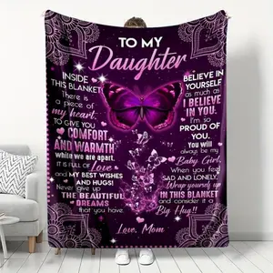 Soft Comfortable Funny Throw Blanket Letter & Butterfly Pattern Blanket,Warm Air-Conditioning Quilt,Napping Blankets For Home & Office,Gift For Daughter summerwins