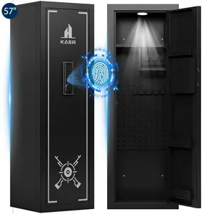 KAER Biometric Gun Safe Rifle,Gun Safes for Rifles and Pistols Holds 14-15 Firearms with Adjustable Racks & Pistol Storage,Fingerprint Keypad Lock Gun Cabinet for Home & Hunting for Enthusiasts