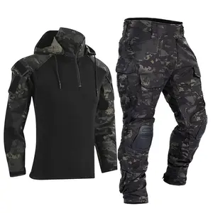 Paintball Work Clothing  Uniform Multi Pockets  Combat Camouflage Shirts Cargo Knee Pads Pants Suit