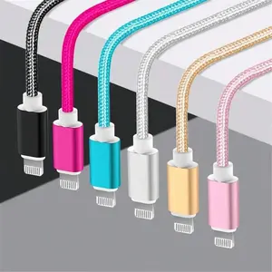 Nylon Braided USB Data Charging Cable, Fast Charging Mobile Smartphone for iPhone 6-14 Pro Max & iPad Air 2, Durable Nylon Material, Model J21