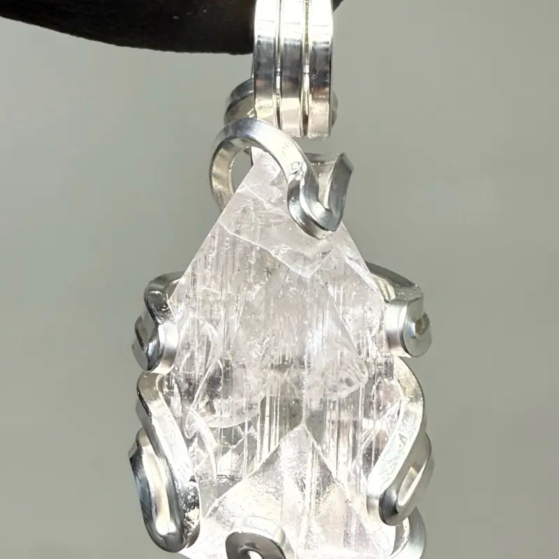 Divine Love Danburite Superb SS PENDANT Artisan Crafted Elegant Crystal Healing Reiki Frequency Anniversary Auspicious Birthday Engagement Wedding