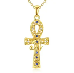 Ankh Cross Necklace S925 Sterling Silvery Golden Plated Plated Ankh Pendant Ankh Jewelry Gifts