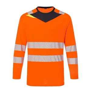 Hi-Vis Long Sleeve Safety Shirt - High Visibility, Active Fit, 40+ UPF Rated Fabric, Mic Tabs, Certified to ANSI/ISEA 107, Moisture Wicking Fabric