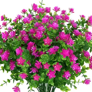 Artificial Flowers Fake Outdoor UV Resistant Boxwood Plants Shrubs 4 Pack, Faux Plastic Greenery for Indoor Outside Hanging Planter Home Office Wedding Farmhouse Decor