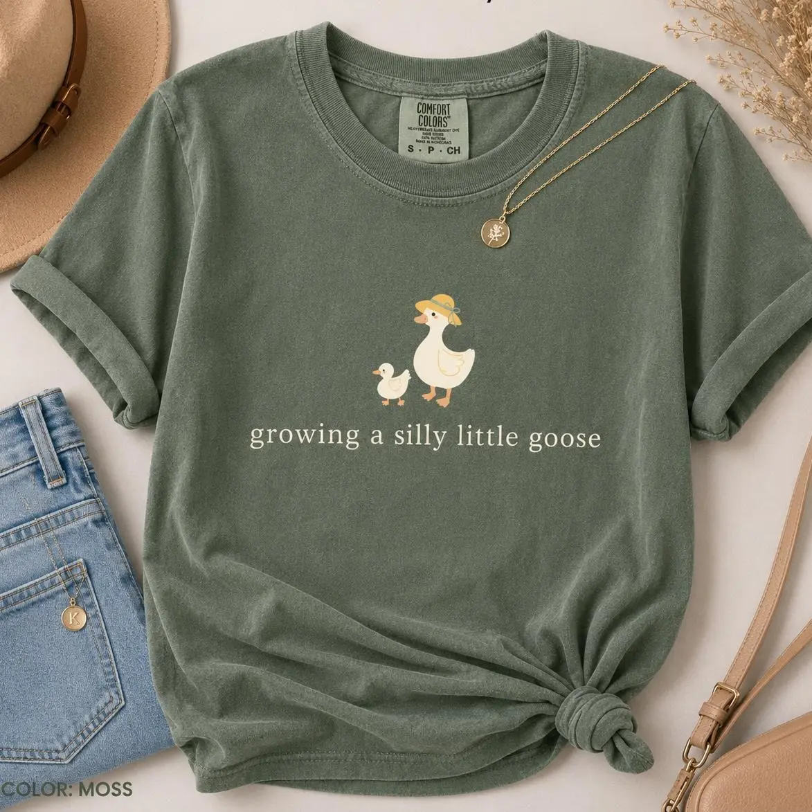 Comfort Colors Growing a Silly Little Goose Shirt, Cute Pregnancy Announcement Shirt, Pregnant Shirt, Homestead Mom Gift, Baby Shower Gift