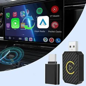 Wireless CarPlay Adapter for Phone, Convert Wired to Wireless CarPlay Adapter, Mini Size with Extension Cable USB & USB-C, Stable Control & No Delay, Black