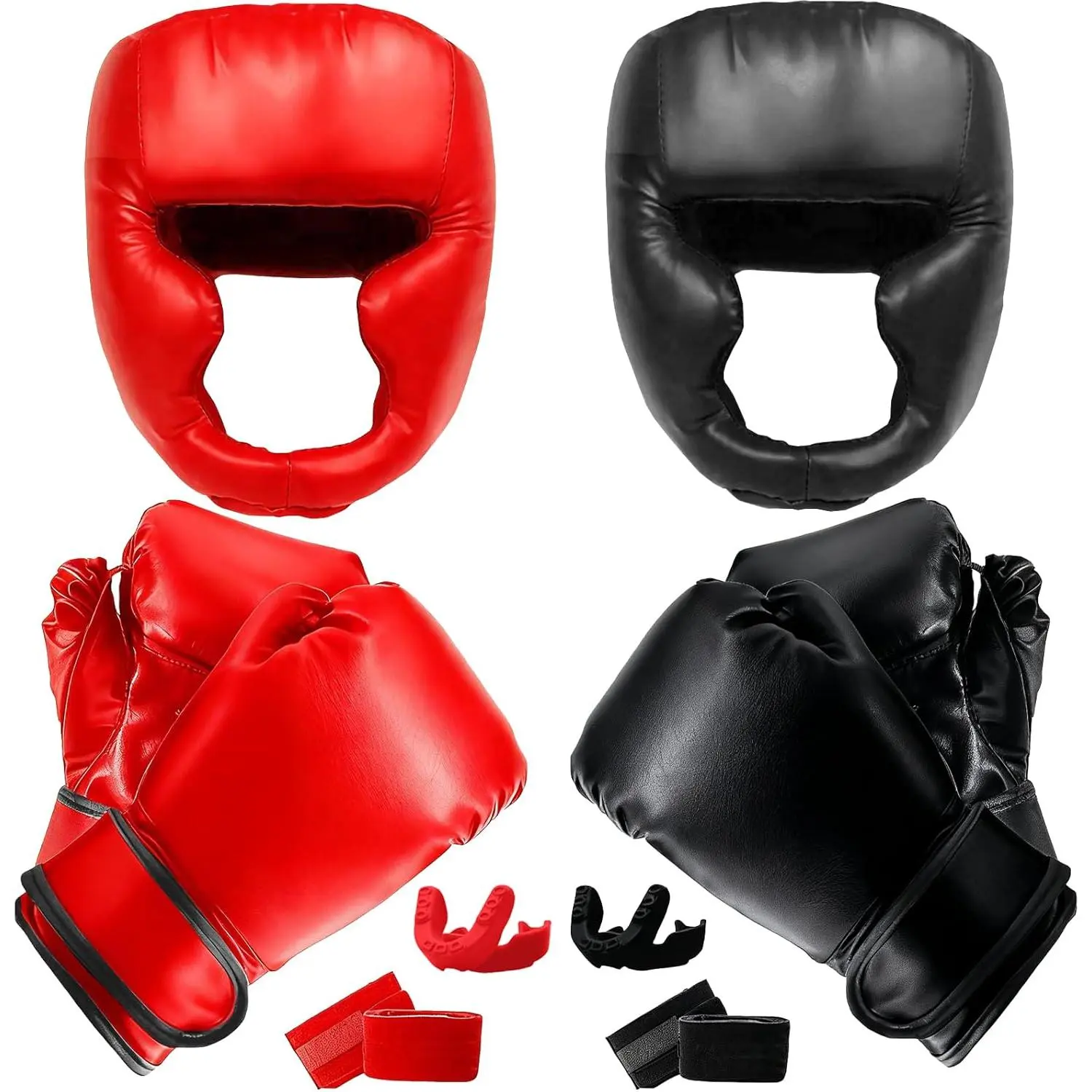 Kids' Boxing Equipment Set, 14-Piece Lightweight & Breathable Kit with Secure Fit for Beginner Martial Arts Training, Includes 2 Pairs of 6 oz Synthetic Leather Gloves, Headgear, Mouth Guard & Hand Wraps Boxing, Mouth Guard Boxing, Rewards
