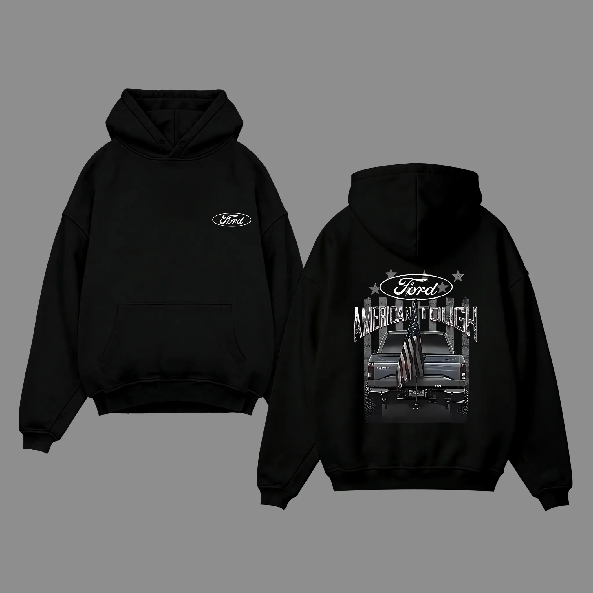 Men's American Tough F-150 Pullover Hoodie - Cozy Oversized Tops with Patriotic Truck Design, Breathable Fabric Casual Sweatshirts Must-Have Streetwear, Cotton