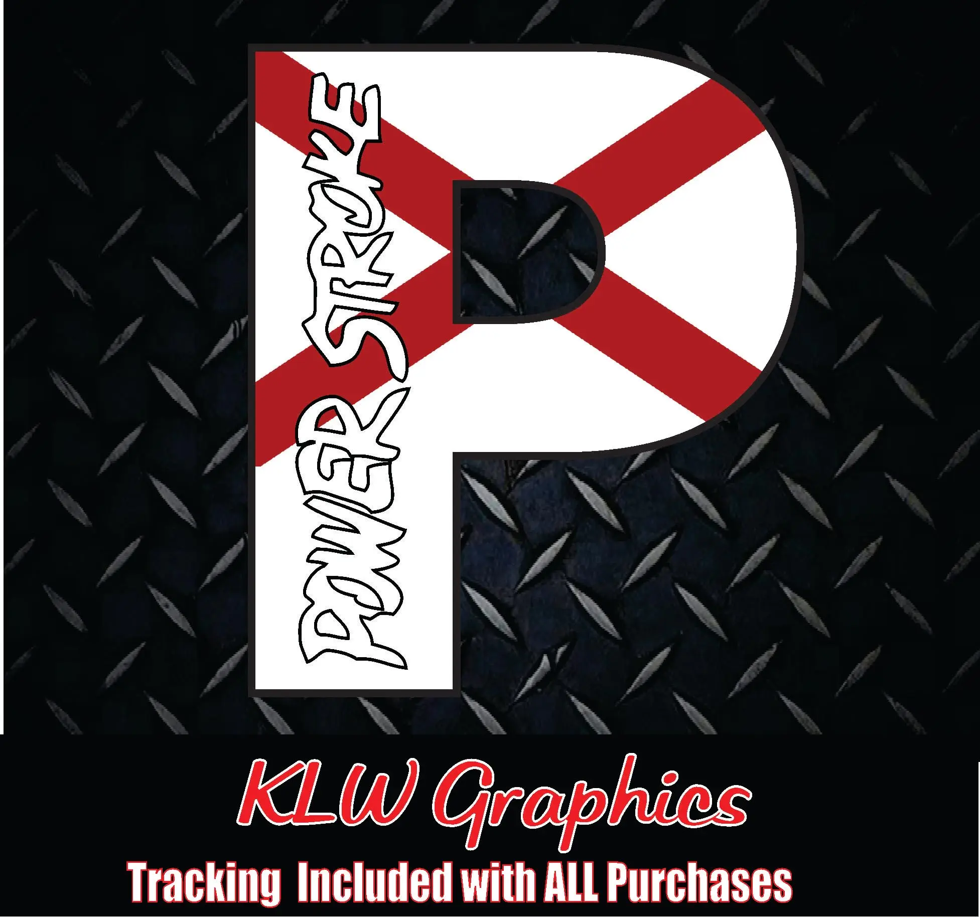 Powerstroke P Alabama Flag Print Full Color Decal Sticker Turbo Diesel Truck 6.0 6.7 7.3 Crew Cab
