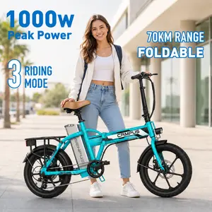 Adult Folding Electric Commuter Bike, 1000W Peak Power Motor, Up to 20 MPH, 40 Mi Pedal Assist Range, 16x2.5 Tires, 3 Riding Modes, Compact for City & Campus Daily Travel