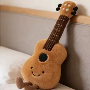 Instrument Plush Toy, Five Instrument Shapes Available, Guitars, Eco-Friendly PP Cotton Material, Durable Soft Fluffy, Soft Music Pillow, Kids Bedroom Decor, Birthday Party Gift