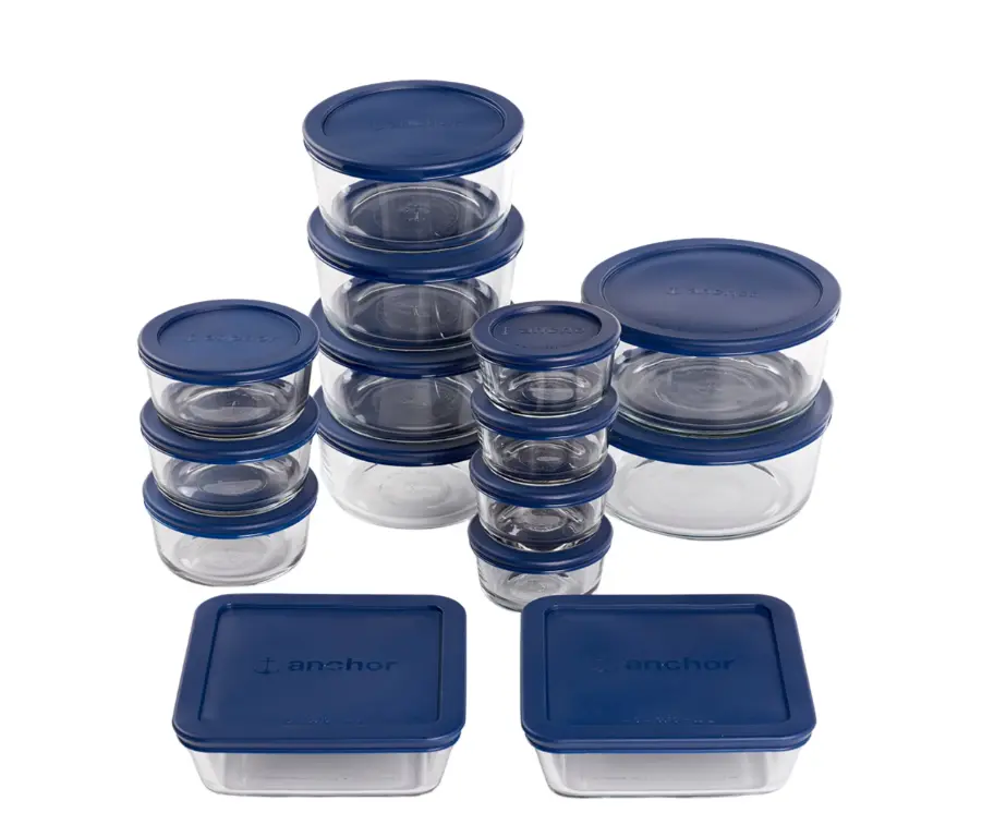 Anchor Hocking Glass Food Storage Containers with SnugFit Lids, 30 Piece Set Anchor Hocking Glass Food Storage Containers with SnugFit Lids, 30 Piece Set