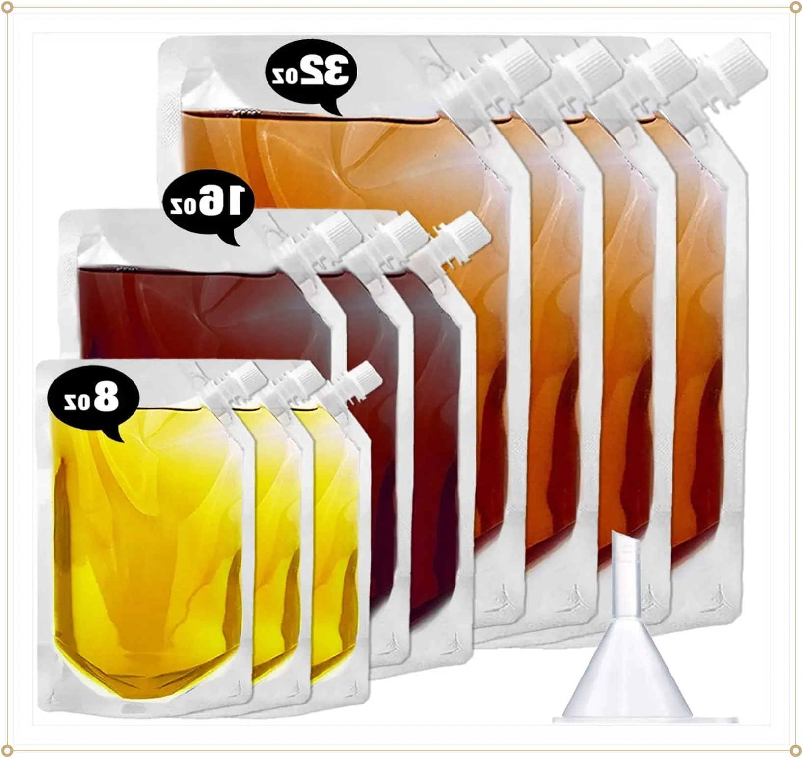 Cruise Liquor Flask Kit for Travel,Concealable and Reusable Rum Runner Alcohol Juice Travel Plastic Flasks Liquor Bags for Sneak Drink-4 x 32 oz + 3 x 16 oz + 3 x 8 oz +1 funnelGift