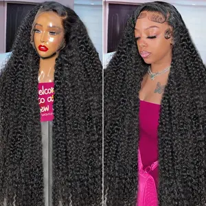 30 36 Inch 200 Density Curly Wigs 13x6 HD Transparent Lace Frontal Human Hair Wigs Deep Wave 13x4 Lace Frontal Wig Brazilian For Women