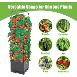 Self-Watering Tomato Planters, Raised Garden Bed Planter Box with Trellis, Indoor Climbing Vegetable Cage, Outdoor Tomato Cage, Stackable Vegetable Planters