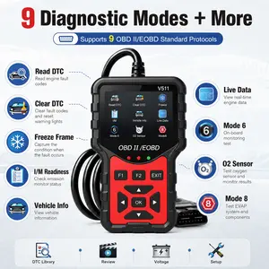 V511 OBD2 Code Reader Scanner, easy-to-use Check Engine light diagnostic tool with color screen, read/clear codes, DTC lookup, I/M readiness, live data, freeze frame