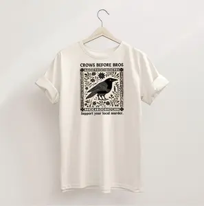 Crows Before Bros T-Shirt, Support Local Murder Tee, Crow Lover Graphic Shirt Unique Bird Enthusiast Apparel - Nordic Nature Three Legged